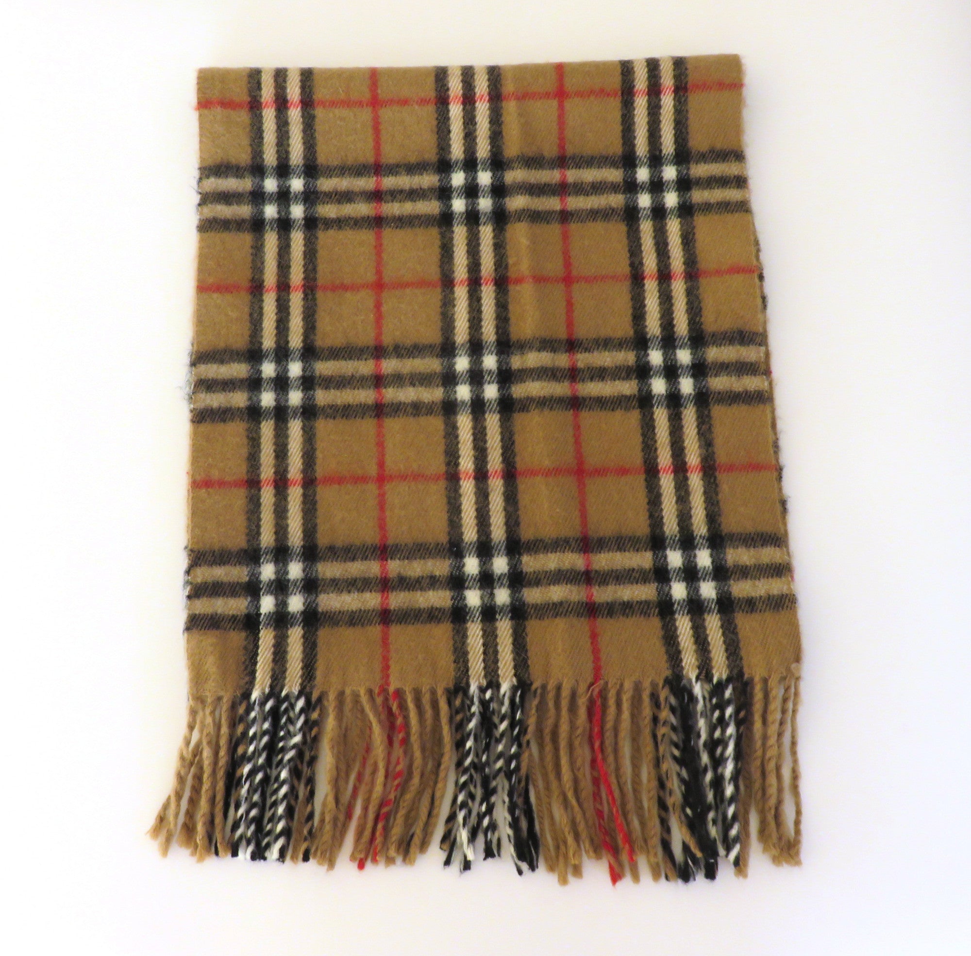 Burberry Archive Beige Check Lambswool Scarf Vintage Made in England Unisex