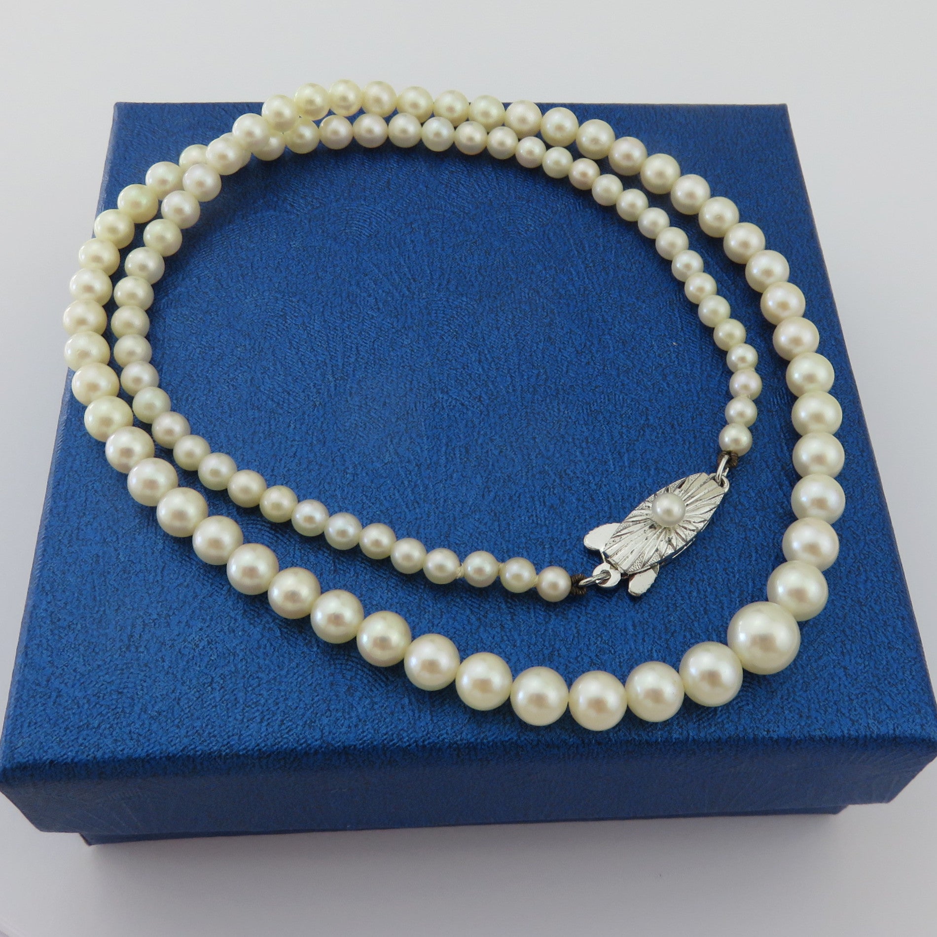 Mikimoto 925 Sterling Silver Four Leaf Clover Akoya Pearl Necklace 40cm