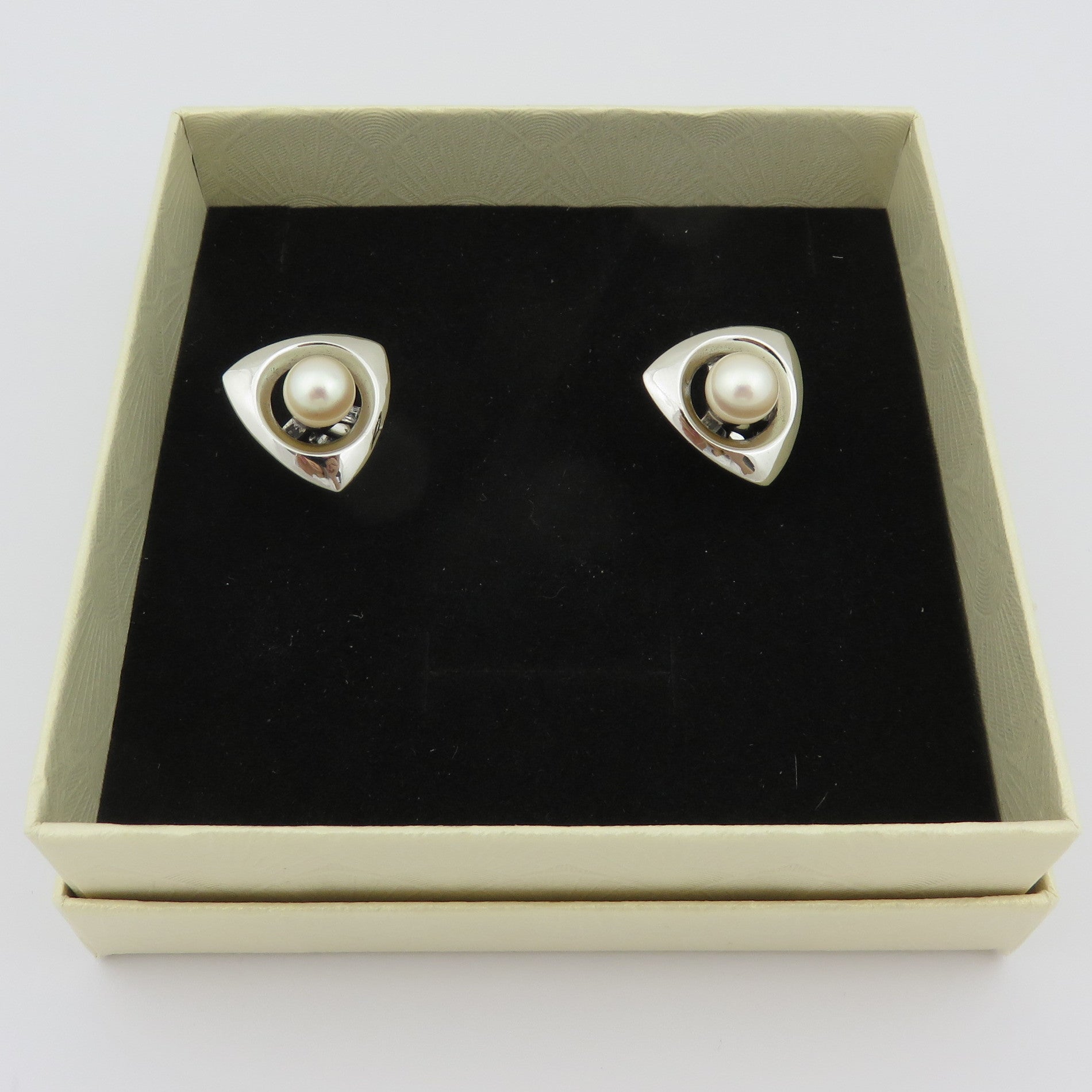 Mikimoto Sterling Silver Geometric Akoya Pearl Cufflinks