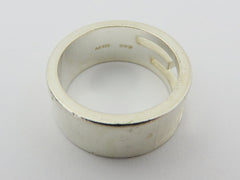 GUCCI Sterling Silver Stencil G Logo Ring Size 6.25
