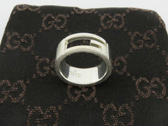 GUCCI Sterling Silver Stencil G Logo Ring Size 6