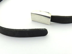 Gucci Sterling Silver Rubber Logo Bar Choker Double Wrap Bracelet