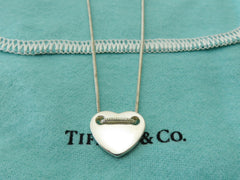 TIFFANY & CO Sterling Silver Heart Snake Chain Pendant Necklace