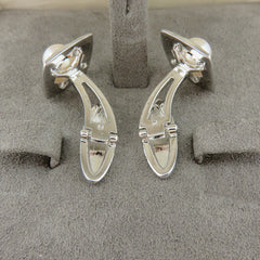 Mikimoto 925 Silver 6.5 mm Akoya Pearl Cufflinks Tie Tack Set Original Box