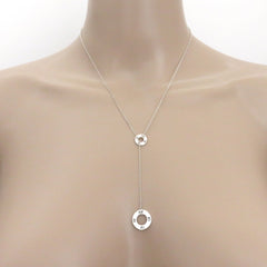 TIFFANY & CO 925 Sterling Silver Atlas Double Circle Lariat Necklace 