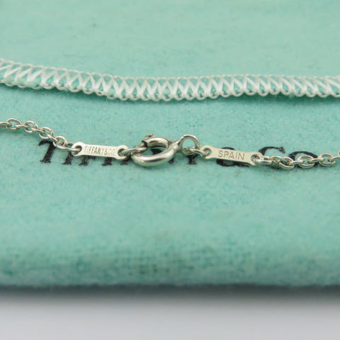 TIFFANY & CO 925 Sterling Silver Medium Open Heart Pendant Necklace with Pouch