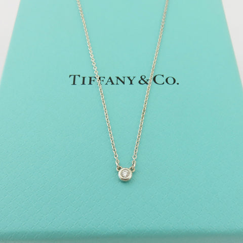 TIFFANY & CO 925 Silver Diamonds By The Yard Pendant Necklace w/ Pouch Box