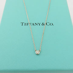 TIFFANY & CO 925 Silver Diamonds By The Yard Pendant Necklace w/ Pouch Box