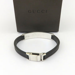 Gucci 925 Sterling Silver Rubber Bar Unisex Bracelet with Box Made in Italy