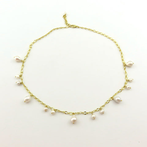 Genuine Freshwater Pearl Necklace Gold Plated 925 Silver Adjustable 41-43cm Box