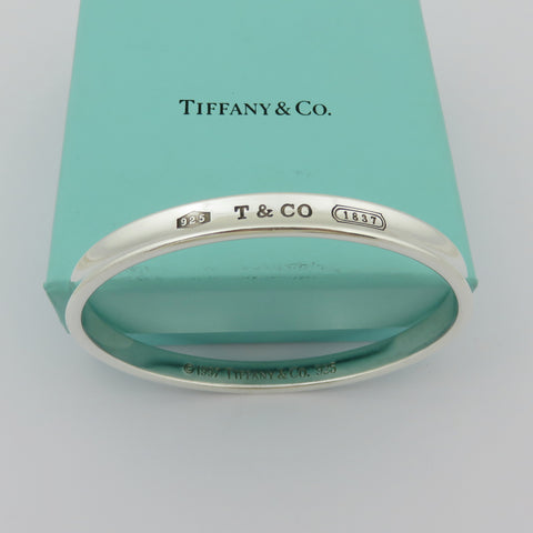 TIFFANY & CO 925 Sterling Silver 1837 Bangle Bracelet with Box