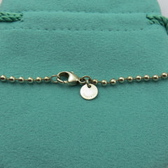 TIFFANY & CO 925 Silver Return to Tiffany Heart Tag Long Beaded Chain Necklace