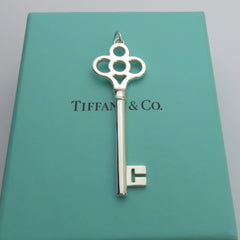 Tiffany & Co 925 Sterling Silver Large Crown Key Pendant Charm with Box