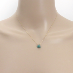 ete 10K Yellow Gold Green Gemstone Necklace Japanese Designer 40cm with Box