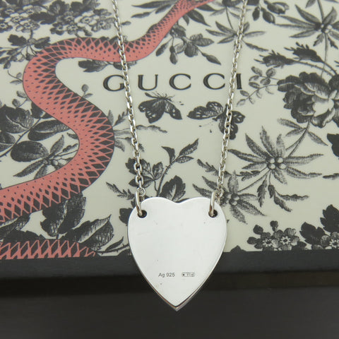 Gucci 925 Sterling Silver Trademark Heart Pendant Necklace with Box
