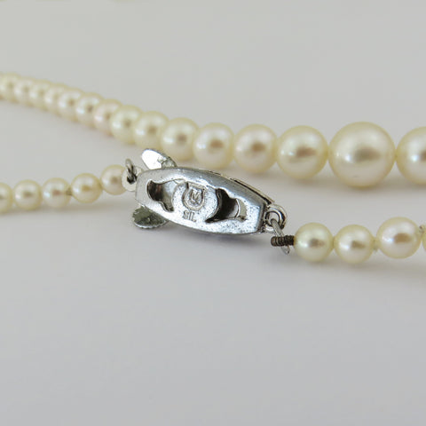Mikimoto 925 Sterling Silver Four Leaf Clover Akoya Pearl Necklace 40cm