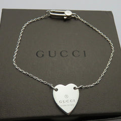 Gucci 925 Sterling Silver Trademark Heart Bracelet 