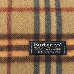 Burberry Mustard Yellow Check Cashmere Scarf Vintage Made in England Unisex