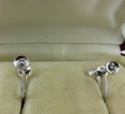 Mikimoto 925 Sterling Silver Leaf Akoya Pearl Screw On Earrings