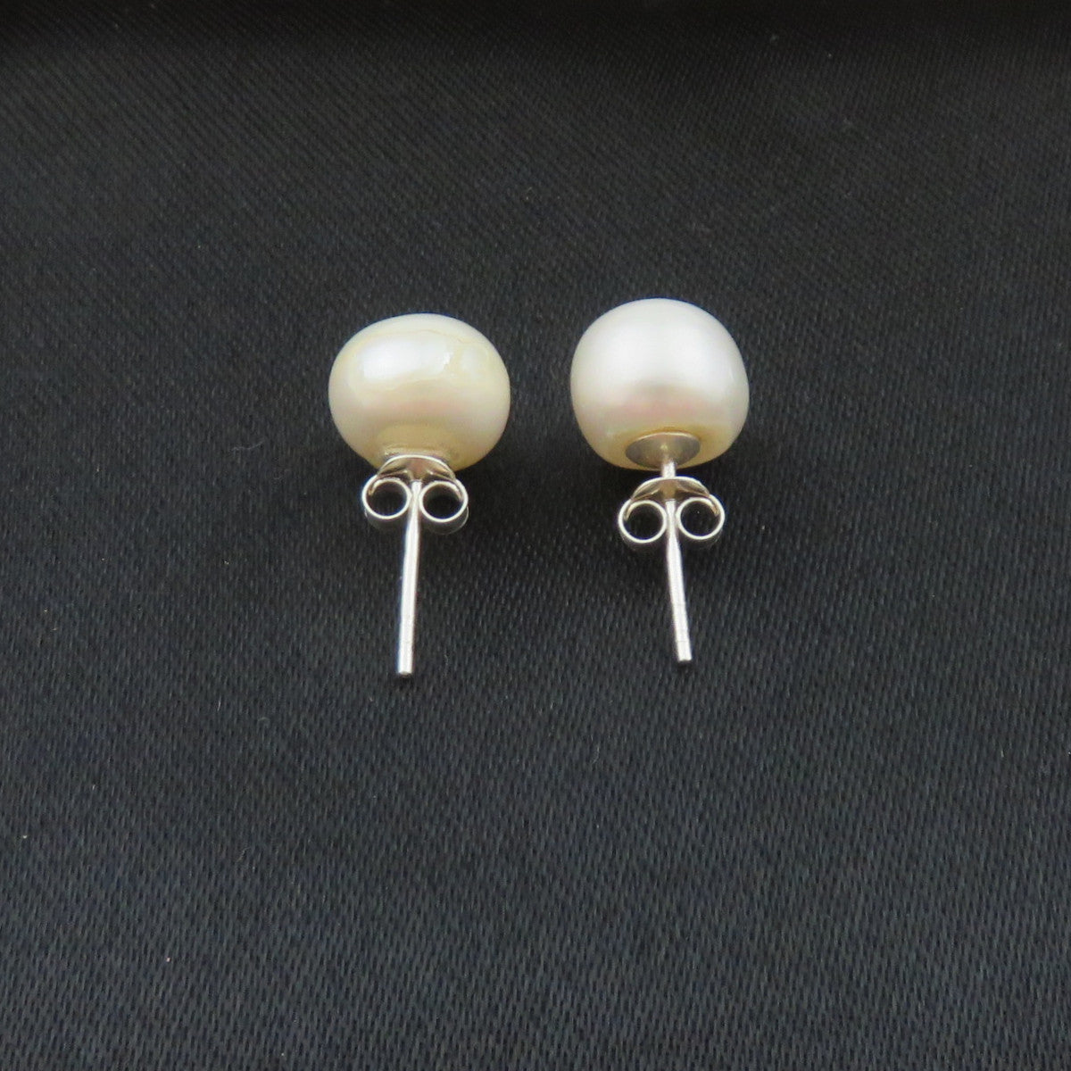 Genuine Freshwater Pearl Earrings 925 Sterling Silver Stud 9.5mm Pearls Box