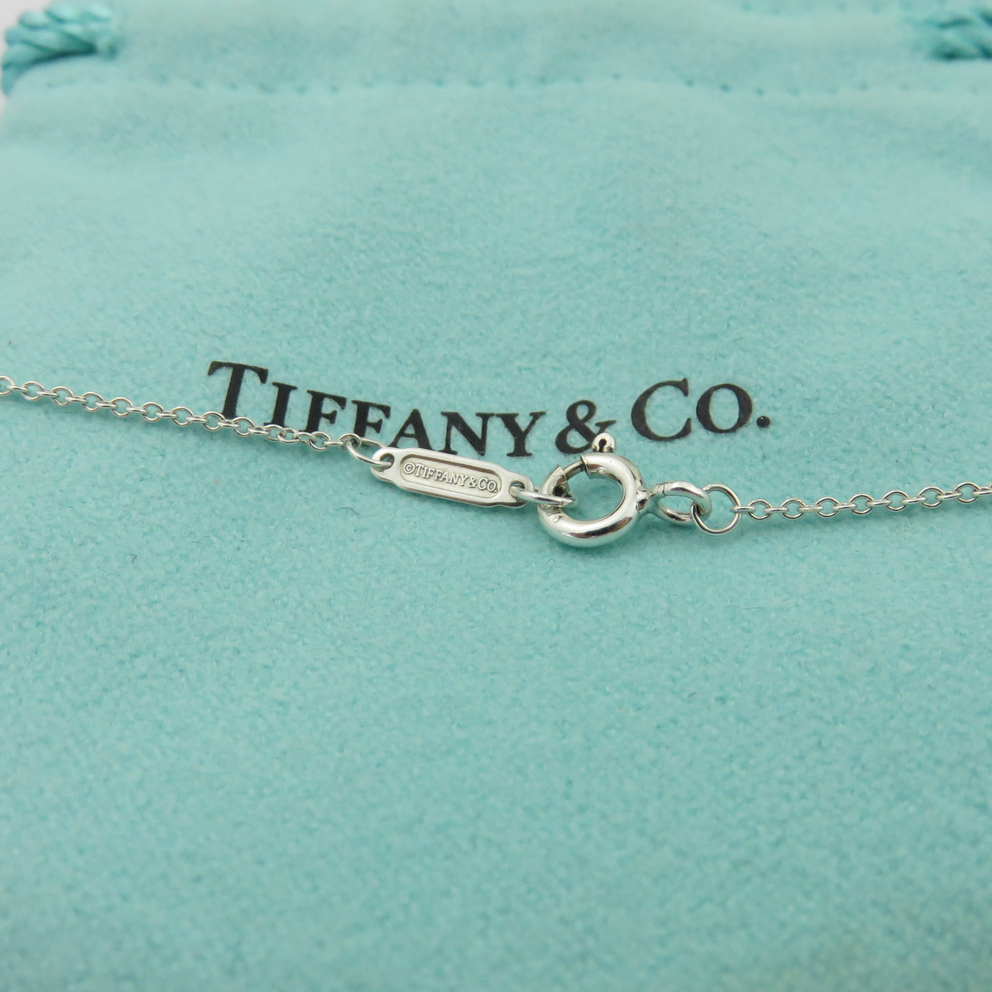 TIFFANY & CO 925 Sterling Silver Return to Tiffany Mini Double Heart Necklace