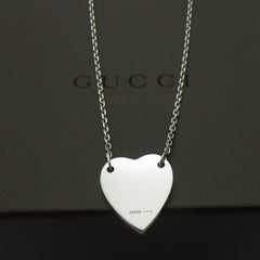 Gucci 925 Sterling Silver Trademark Heart Pendant Necklace Made in Italy