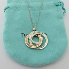 TIFFANY & CO Sterling Silver RUBEDO Metal 1837 Interlocking Circles Necklace
