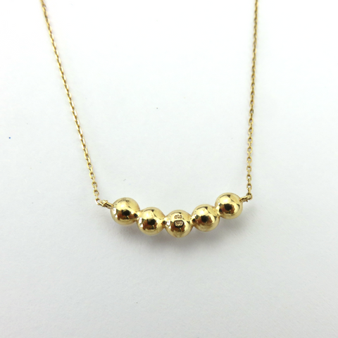 ete 10K Yellow Gold 5 Pearl Bar Necklace 38cm K10 YG Japan Designer Jewelry