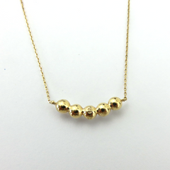ete 10K Yellow Gold 5 Pearl Bar Necklace 38cm K10 YG Japan Designer Jewelry