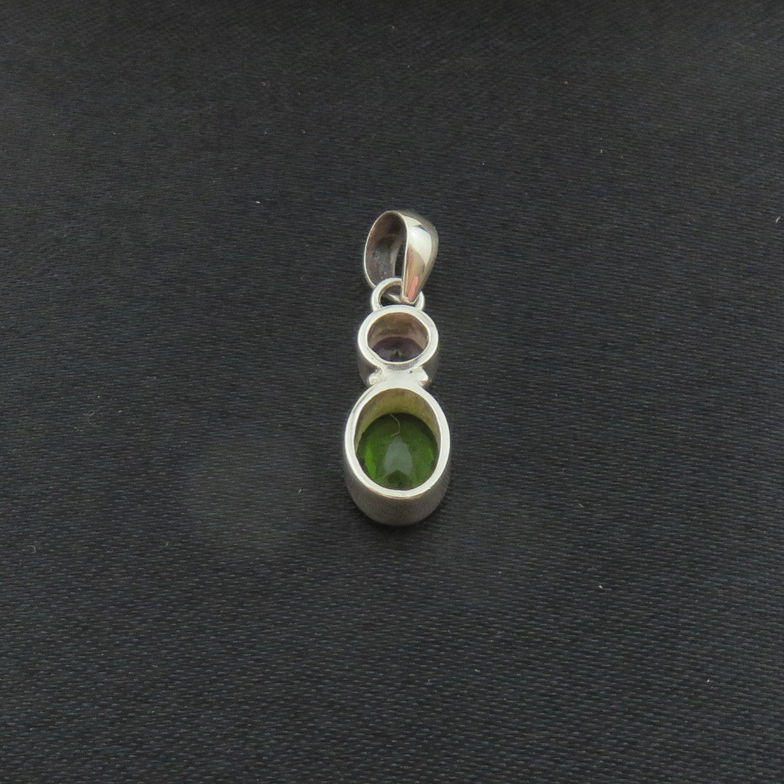 Natural Peridot Amethyst Pendant 925 Sterling Silver Charm Handmade Unique Box
