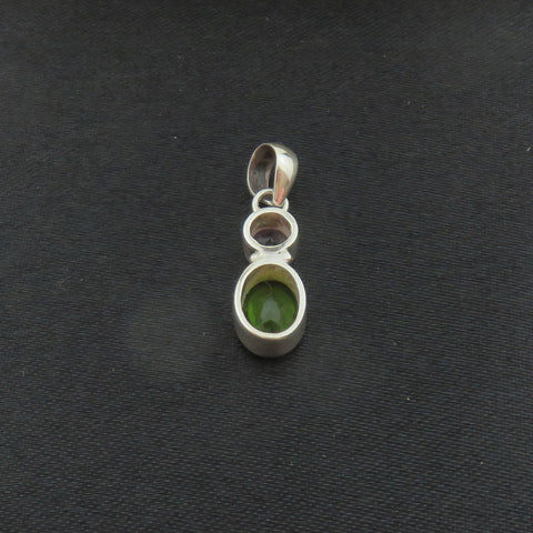 Natural Peridot Amethyst Pendant 925 Sterling Silver Charm Handmade Unique Box