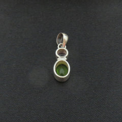 Natural Peridot Amethyst Pendant 925 Sterling Silver Charm Handmade Unique Box