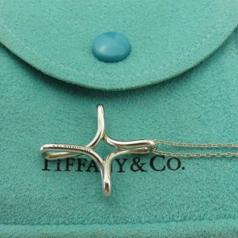 TIFFANY & CO 925 Sterling Silver Infinity Cross Pendant Necklace