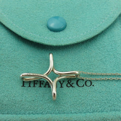 TIFFANY & CO 925 Sterling Silver Infinity Cross Pendant Necklace 