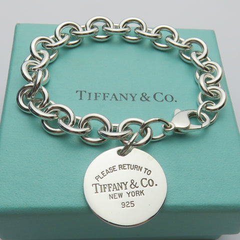 TIFFANY & CO 925 Silver Return to Tiffany Round Bold Link Bracelet with Box