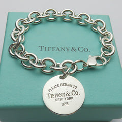 TIFFANY & CO 925 Silver Return to Tiffany Round Bold Link Bracelet with Box