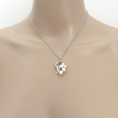 Mikimoto 925 Sterling Silver Grape 5 Akoya Pearl Pendant Necklace w/ Box