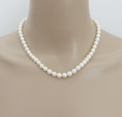 Japanese Vintage Akoya Pearl Strand Necklace 6.5-7mm Silver Clasp 42cm
