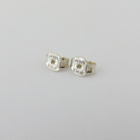 GUCCI 925 Sterling Silver Trademark Heart Tag Stud Earrings