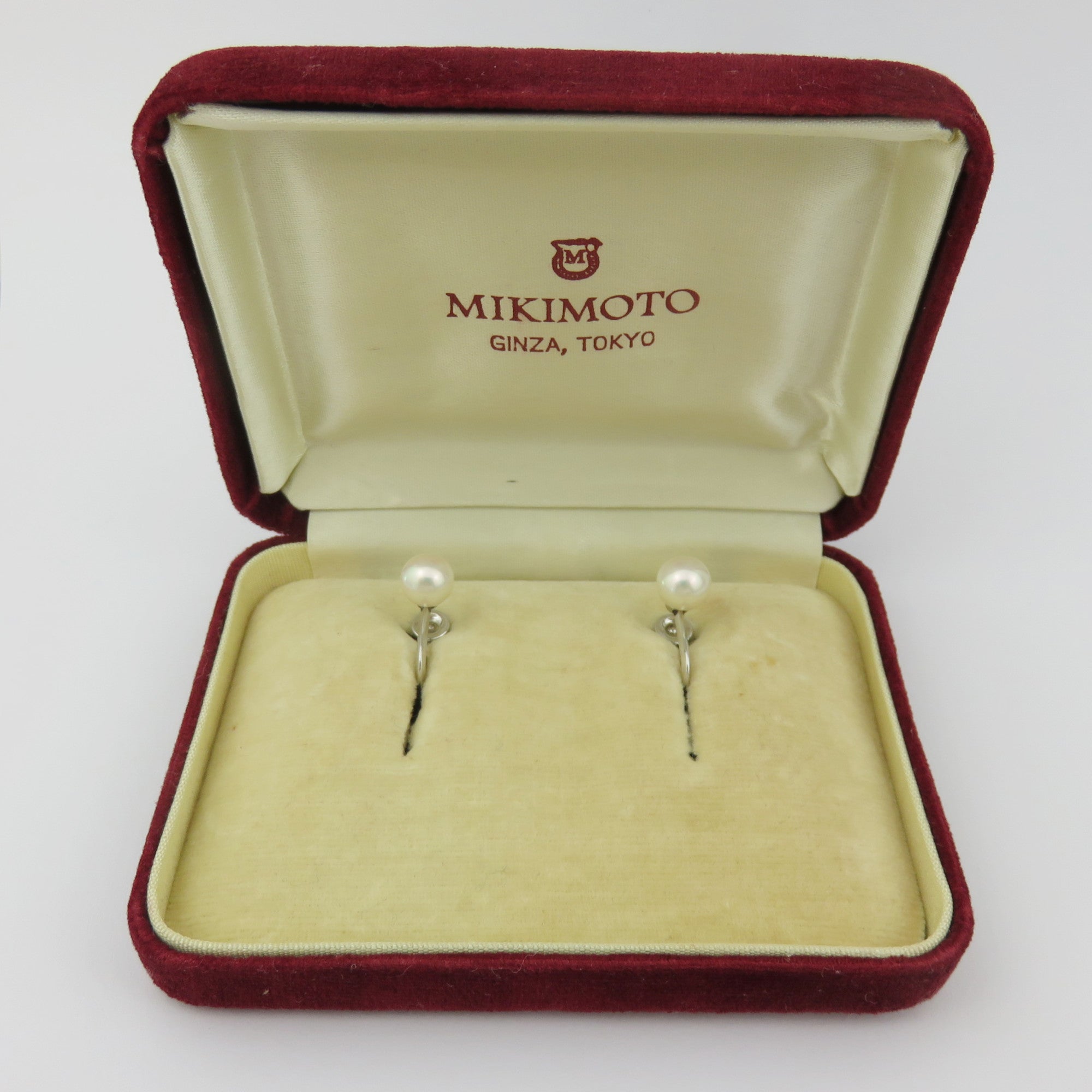 Mikimoto 925 Sterling Silver Leaf Akoya Pearl Screw On Earrings
