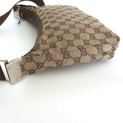GUCCI Brown GG Monogram Canvas Leather Unisex Cross Body Shoulder Bag Purse 