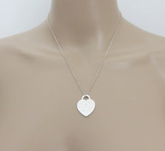 TIFFANY & CO 925 Sterling Silver Diamond Return to Tiffany Medium Heart Necklace
