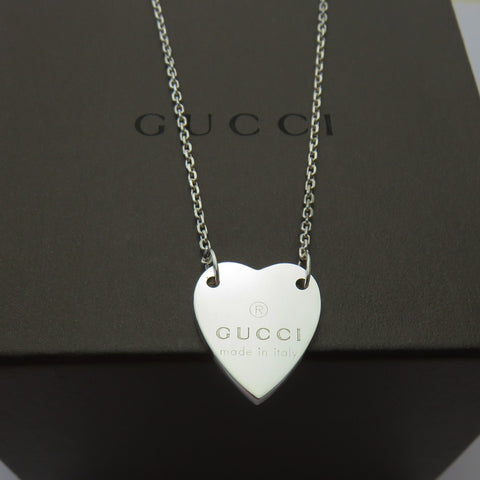 Gucci 925 Sterling Silver Trademark Heart Pendant Necklace Made in Italy
