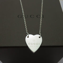 Gucci 925 Sterling Silver Trademark Heart Pendant Necklace Made in Italy