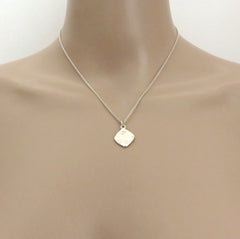 TIFFANY & CO 925 Sterling Silver 1837 Square Pendant Necklace