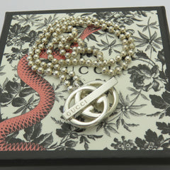 Gucci 925 Sterling Silver Interlocking G Toggle Unisex Necklace with Box