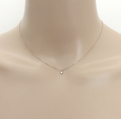 ete 10K Rose Pink Gold 0.02ct Diamond Solitaire Pendant Necklace Japan Designer
