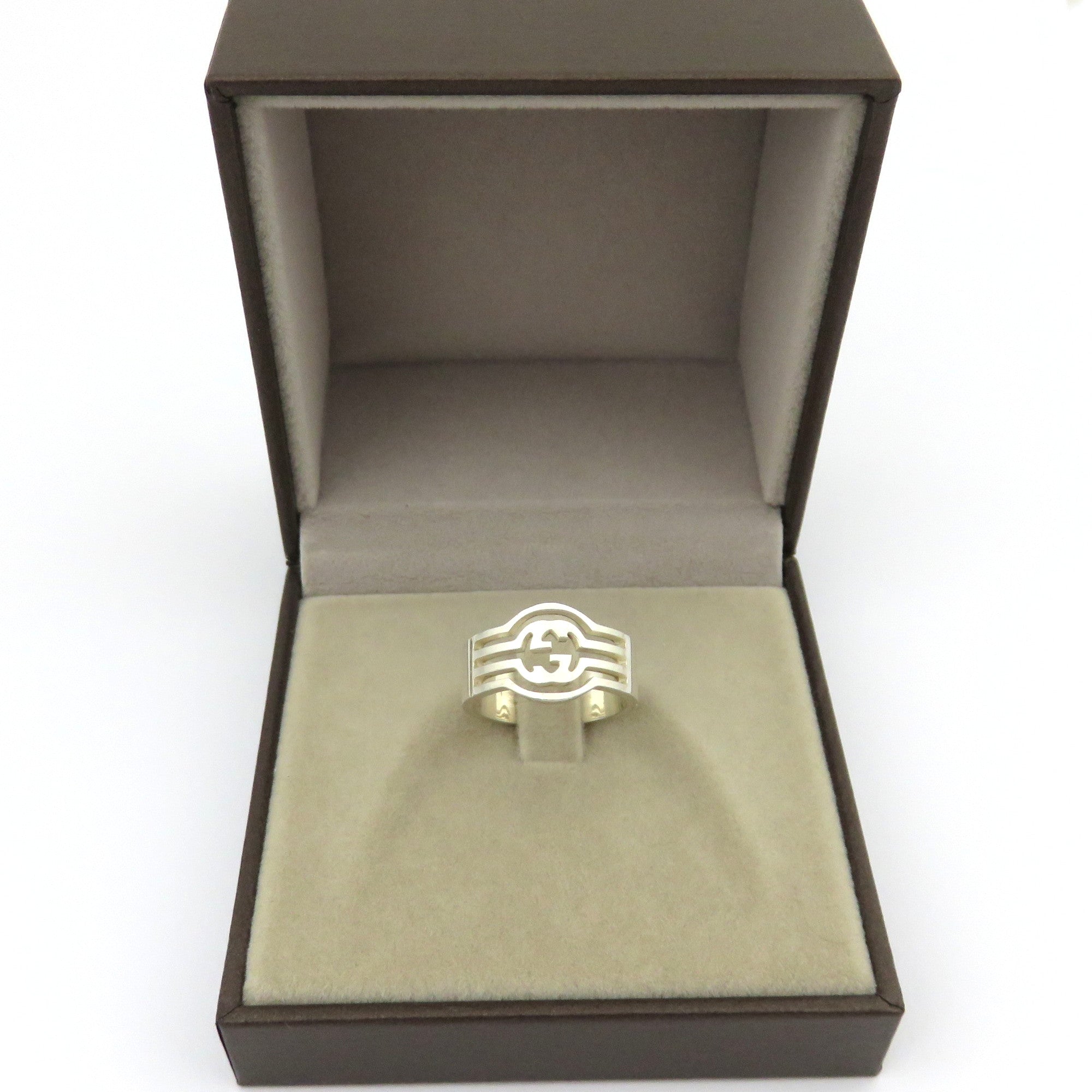 GUCCI 925 Sterling Silver Interlocking G Ring Size 5.75 with Box 