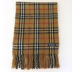 Burberry Archive Beige Check Lambswool Scarf Vintage Made in England Unisex