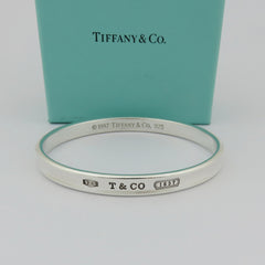 TIFFANY & CO 925 Sterling Silver 1837 Bangle Bracelet with Box 
